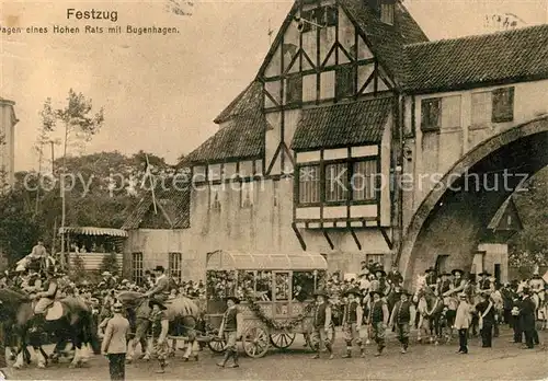 AK / Ansichtskarte Hamburg Festzug Wagen eines Hohen Rats mit Bugenhagen Offzielle Postkarte 10. Deutsches Bundesschiessen Stempel Kat. Hamburg