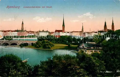 AK / Ansichtskarte Hamburg Lombardsbruecke mit Stadt Kat. Hamburg