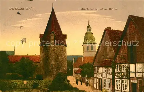 AK / Ansichtskarte Bad Salzuflen Katzenturm und reform Kirche Kat. Bad Salzuflen