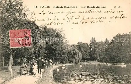 AK / Ansichtskarte Paris Bois de Boulogne Les Bords du Lac Kat. Paris