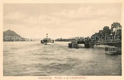 AK / Ansichtskarte Dampfer Seitenrad Godesberg Landebruecke  Kat. Schiffe