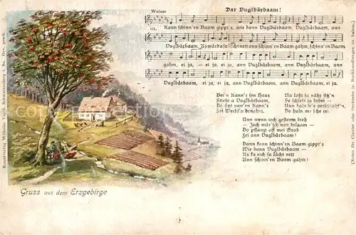 AK / Ansichtskarte Liederkarte Dar Vuglbaerbaam Erzgebirge  Kat. Musik
