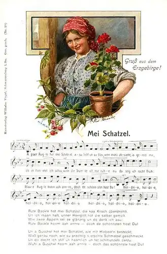 AK / Ansichtskarte Liederkarte Mei Schatzel Erzgebirge  Kat. Musik