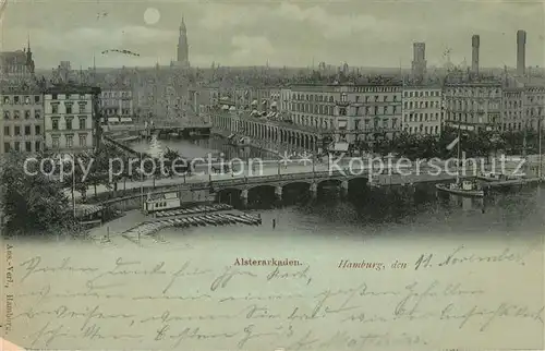 AK / Ansichtskarte Hamburg Alsterarkaden im Mondschein Deutsche Reichspost Kat. Hamburg