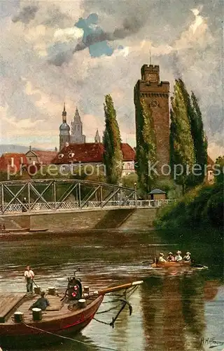 AK / Ansichtskarte Heilbronn Neckar Partie am Neckar mit dem Goetzenturm Kuenstlerkarte Kat. Heilbronn