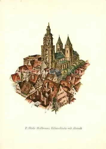 AK / Ansichtskarte Heilbronn Neckar Kilianskirche mit Altstadt Kat. Heilbronn