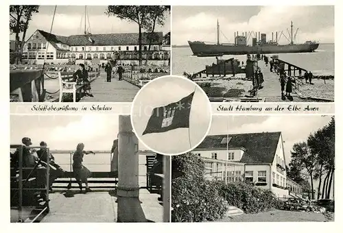 AK / Ansichtskarte Schulau Wedel Schiffsbegruessung Stadt Hamburg an der Elbe Auen