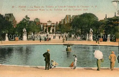 AK / Ansichtskarte Paris Le Bassin des Tuileries et lArc de Triomphe du Carrousel Kat. Paris