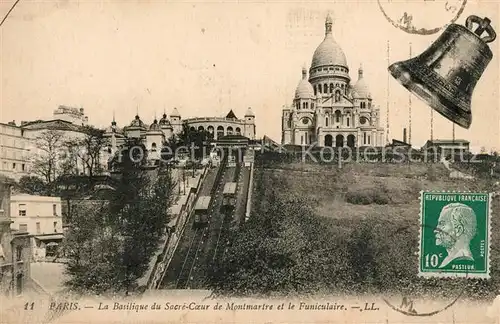AK / Ansichtskarte Paris Basilique du Sacre Coeur de Montmartre et le Funiculaire Kat. Paris