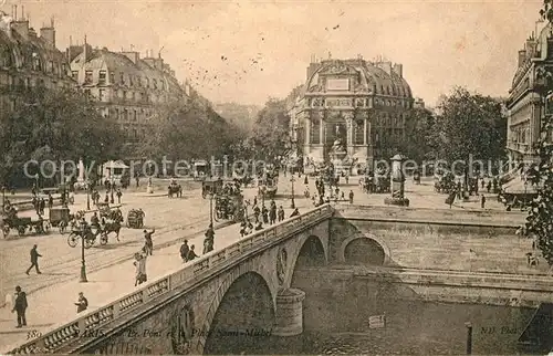 AK / Ansichtskarte Paris Le Pont et la Place Saint Michel Kat. Paris