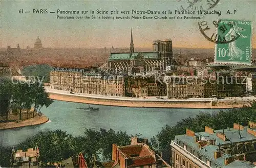 AK / Ansichtskarte Paris Panorama sur la Seine pris vers Notre Dame et le Pantheon  Kat. Paris