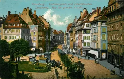 AK / Ansichtskarte Strassburg Elsass Gutenbergplatz und Gewerbslauben Kat. Strasbourg