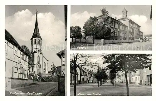 AK / Ansichtskarte Knielingen Kirche Schule Reinmuthstrasse Kat. Karlsruhe