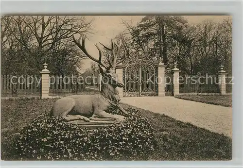 AK / Ansichtskarte Karlsruhe Baden Schlossgarten Hirschskulptur