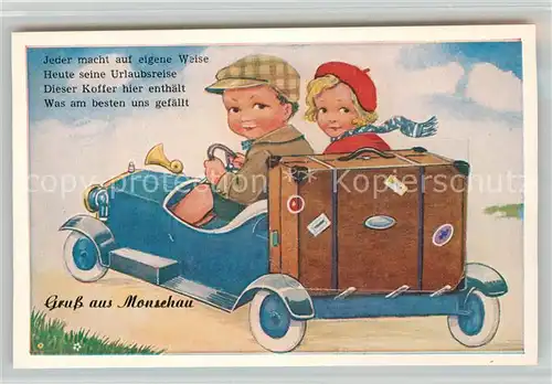 AK / Ansichtskarte Monschau Kinder auf Urlaubsreise Illustration Kat. Monschau