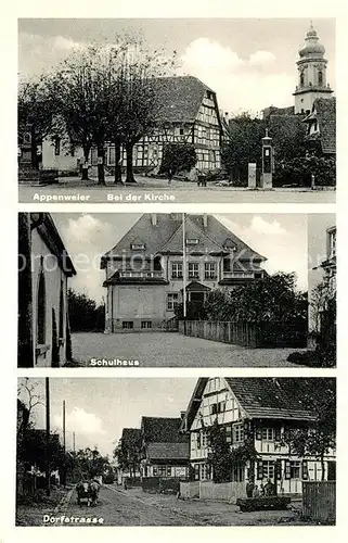 AK / Ansichtskarte Appenweier Ortsmotiv mit Kirche Schulhaus Dorfstrasse Kat. Appenweier