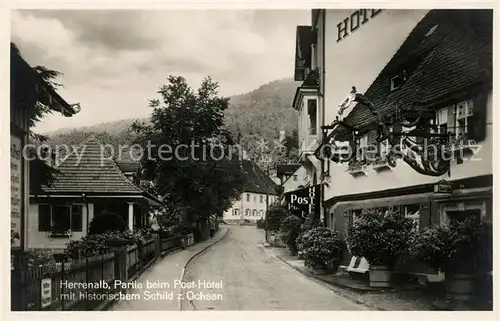 AK / Ansichtskarte Bad Herrenalb Posthotel mit hist Schild zum Ochsen Kat. Bad Herrenalb