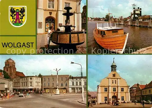 AK / Ansichtskarte Wolgast Mecklenburg Vorpommern Rathaus Faehrschiff Stralsund Kat. Wolgast