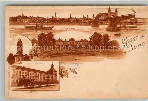 AK / Ansichtskarte Bonn Rhein Teilansicht Bruecke Universitaet Schloss Poppelsdorf Kat. Bonn