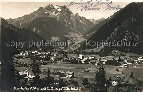 AK / Ansichtskarte Mayrhofen Zillertal mit Gruenberg Kat. Mayrhofen