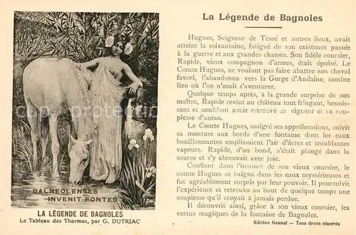 AK / Ansichtskarte Bagnoles de l Orne La Legende de Bagnoles Tableau des Thermes par G. Dutriac Kat. Bagnoles de l Orne