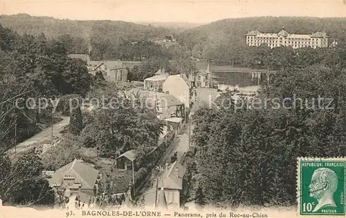 AK / Ansichtskarte Bagnoles de l Orne Panorama pris du Roc au Chien Lac Grand Hotel Kat. Bagnoles de l Orne