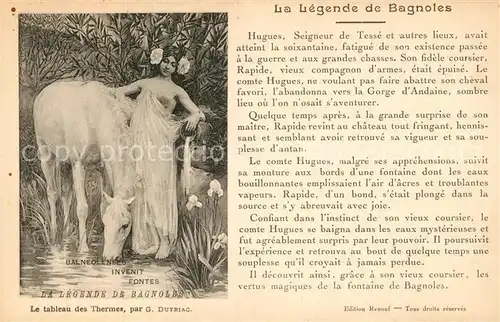 AK / Ansichtskarte Bagnoles de l Orne La Legende de Bagnoles Tableau des Thermes par G. Dutriac Kat. Bagnoles de l Orne