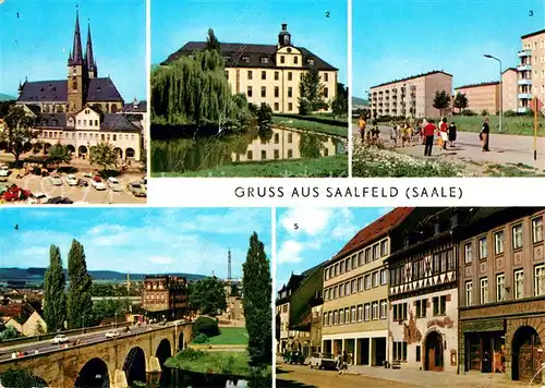 AK / Ansichtskarte Saalfeld Saale Markt Schloss Kulturpark Gorndorf Bruecke des Friedens HOG Das Loch Kat. Saalfeld