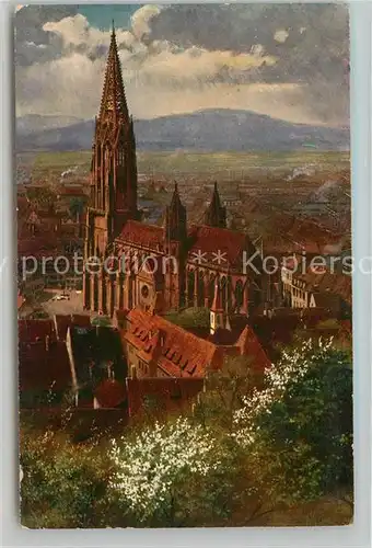 AK / Ansichtskarte Hoffmann Heinrich Freiburg im Breisgau Muenster vom Schlossberg Kat. Kuenstlerkarte