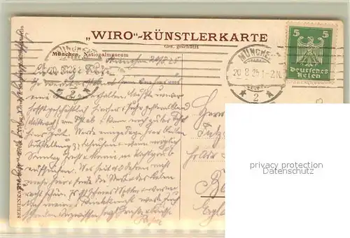 AK / Ansichtskarte Verlag WIRO Wiedemann Nr. Muenchen Nationalmuseum  Kat. Verlage