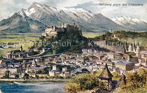 AK / Ansichtskarte Salzburg Oesterreich Panorama mit Festung und Untersberg Kat. Salzburg