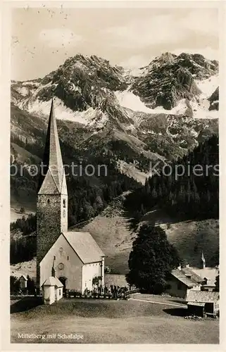 AK / Ansichtskarte Mittelberg Kleinwalsertal mit Kirche und Schafberg Kat. Oesterreich