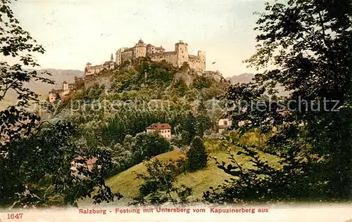 AK / Ansichtskarte Salzburg Oesterreich Festung Hohensalzburg mit Untersberg vom Kapuzinerberg gesehen Kat. Salzburg