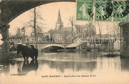 AK / Ansichtskarte Saint Maixent l Ecole Sous le Pont du Chemin de Fer Cheval Eglise Kat. Saint Maixent l Ecole
