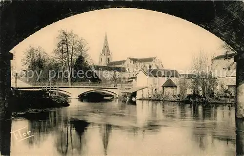 AK / Ansichtskarte Saint Maixent l Ecole La Sevre Niortaise Pont Eglise Kat. Saint Maixent l Ecole