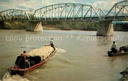 AK / Ansichtskarte Bruecken Bridges Ponts River Boat River Highway Canada 