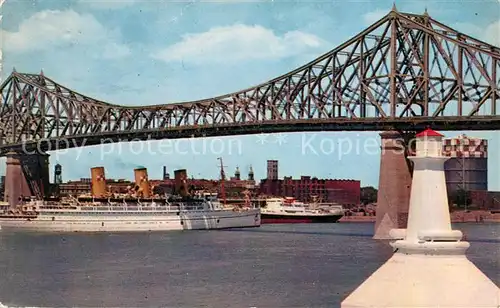 AK / Ansichtskarte Bruecken Bridges Ponts Jacques Cartier Bridge Montreal Ocean Liner Empress of Scotland 