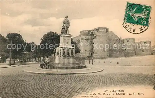 AK / Ansichtskarte Angers Statue du Roi Rene et le Chateau Kat. Angers