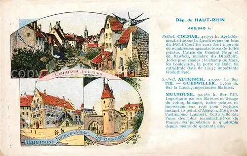 AK / Ansichtskarte Colmar Haut Rhin Elsass Le Lauch Mulhouse Hotel de Ville et le Bastion Kat. Colmar