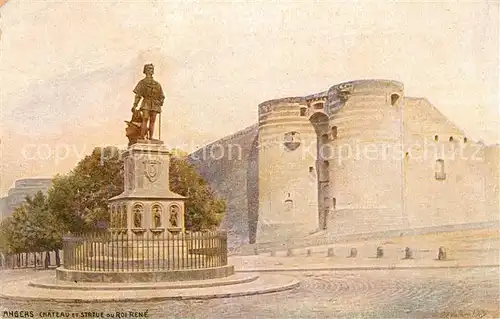 AK / Ansichtskarte Angers Chateau et Statue ou Roi Rene Kat. Angers