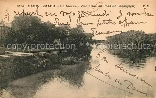 AK / Ansichtskarte Saint Maur des Fosses Parc La Marne vue prise du Pont de Champigny Kat. Saint Maur des Fosses