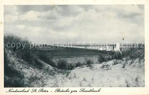 AK / Ansichtskarte St Peter Ording Bruecke zur Sandbank Kat. Sankt Peter Ording