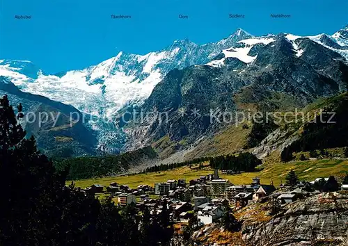 AK / Ansichtskarte Saas Fee Panorama Dom  Kat. Saas Fee