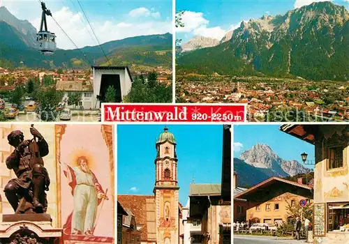 AK / Ansichtskarte Mittenwald Bayern Karwendel Talstation Pfarrkirche Panorama Kat. Mittenwald