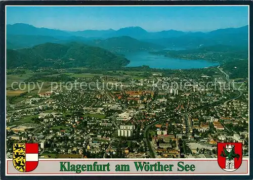 AK / Ansichtskarte Klagenfurt Woerthersee Fliegeraufnahme Villacher Alpe