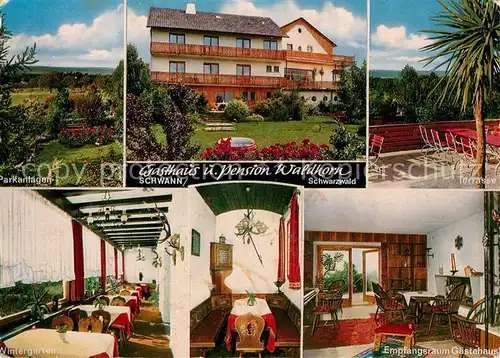 AK / Ansichtskarte Schwann Gasthaus Pension Waldhorn Parkanlagen Wintergarten Halle Kat. Straubenhardt