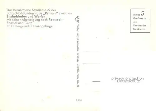 AK / Ansichtskarte Ennstal Salzachtal Bundesstrasse Reitsam Bischofswiesen Werfen 