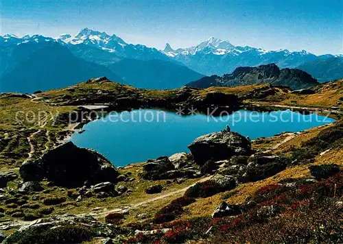 AK / Ansichtskarte Blausee BE Riederalp Bettmeralp Grosser Aletschgletscher Dom Matterhorn Kat. Blausee Mitholz