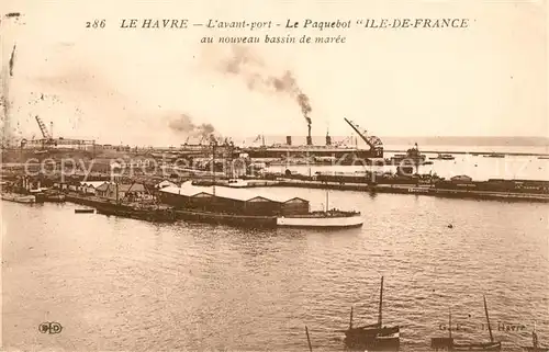 AK / Ansichtskarte Le Havre Avant port Le Paquebot Ile de France au nouveau bassin de maree Kat. Le Havre