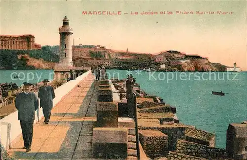 Marseille Bouches du Rhone La Jetee et le Phare Sainte Marie